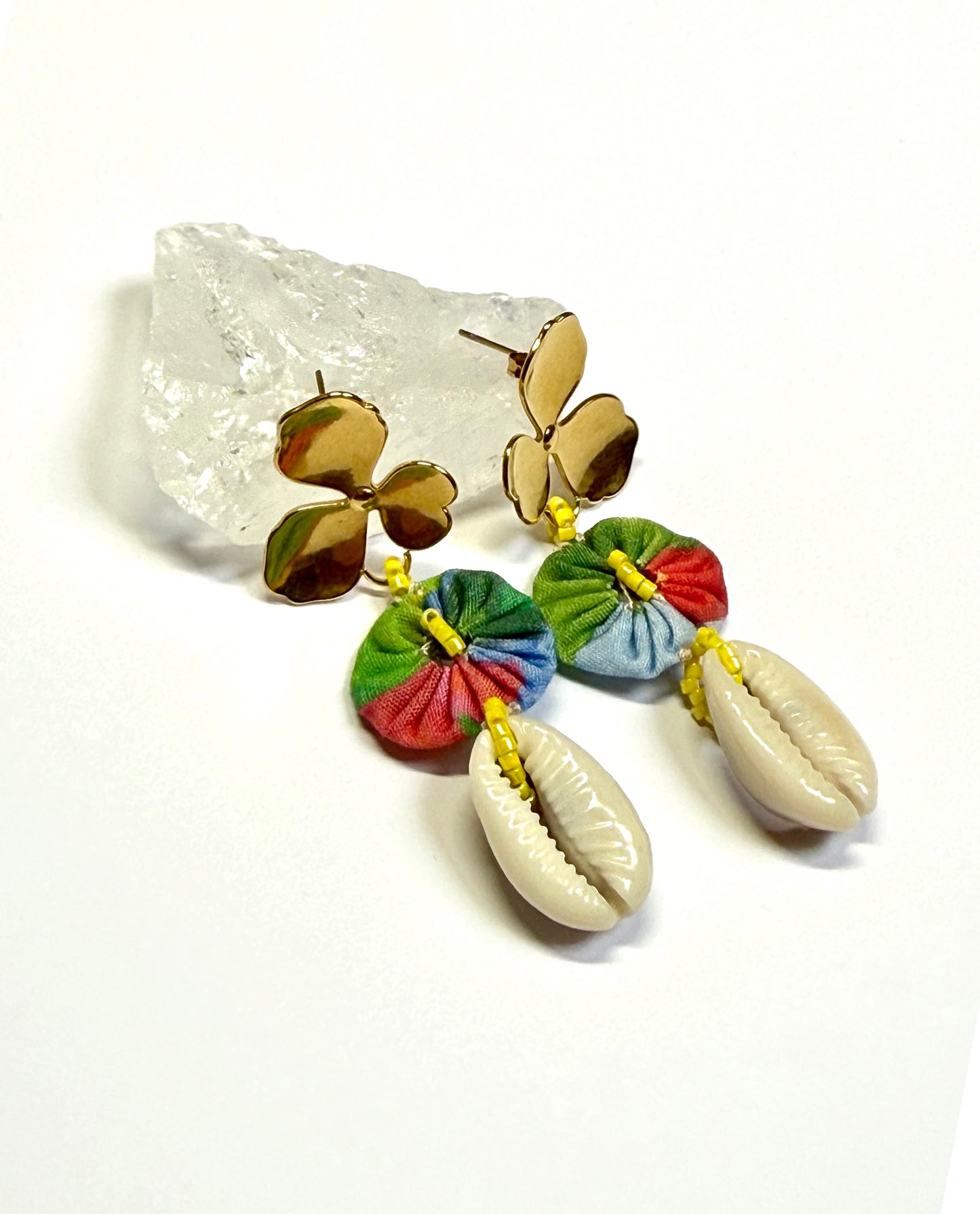 Boucles d'oreilles trèfle bleu