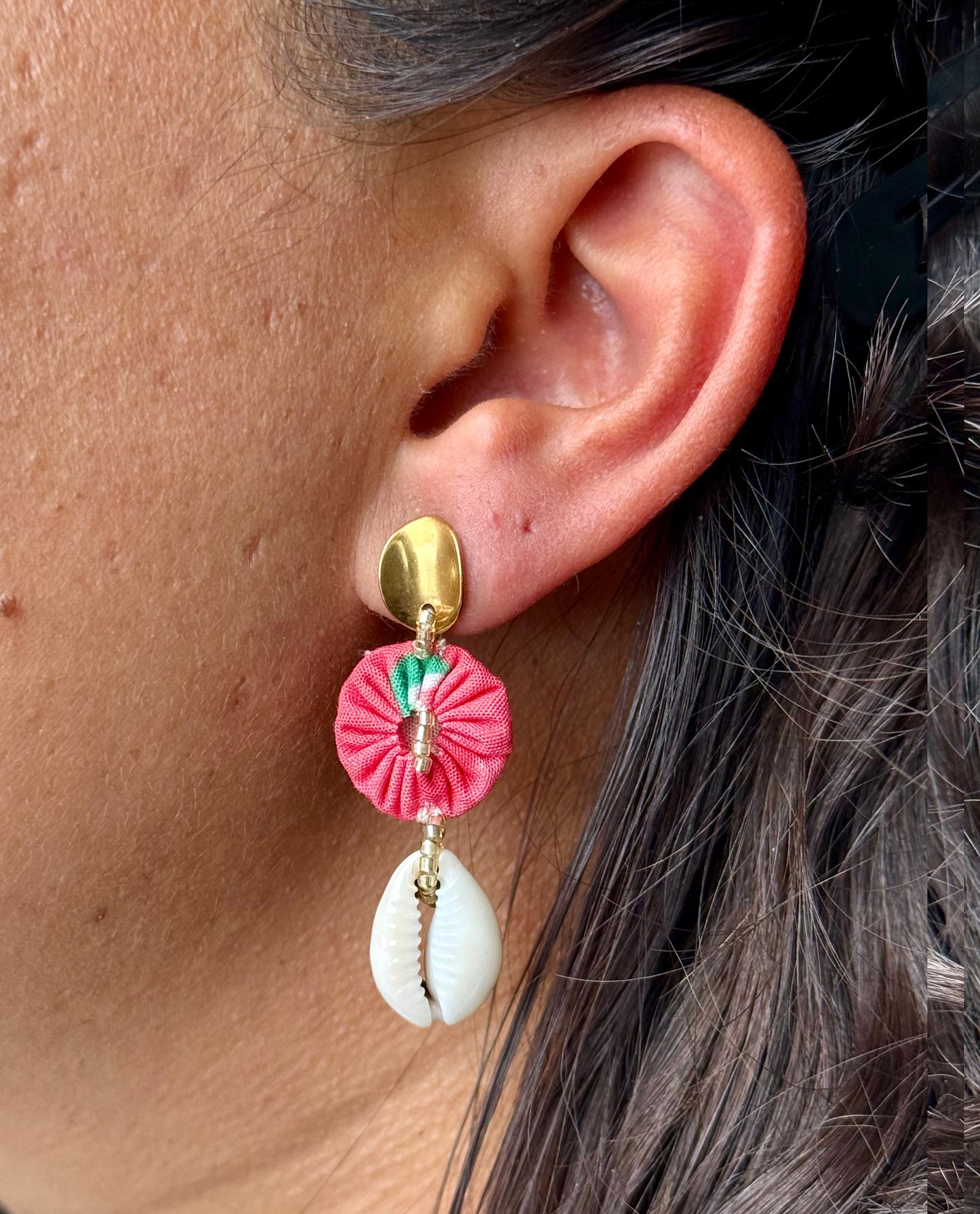 Boucles d'oreilles ovales rose