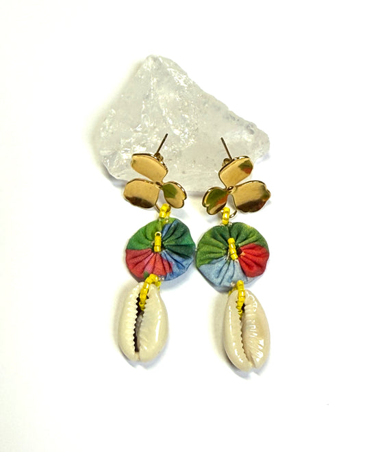 Boucles d'oreilles trèfle bleu