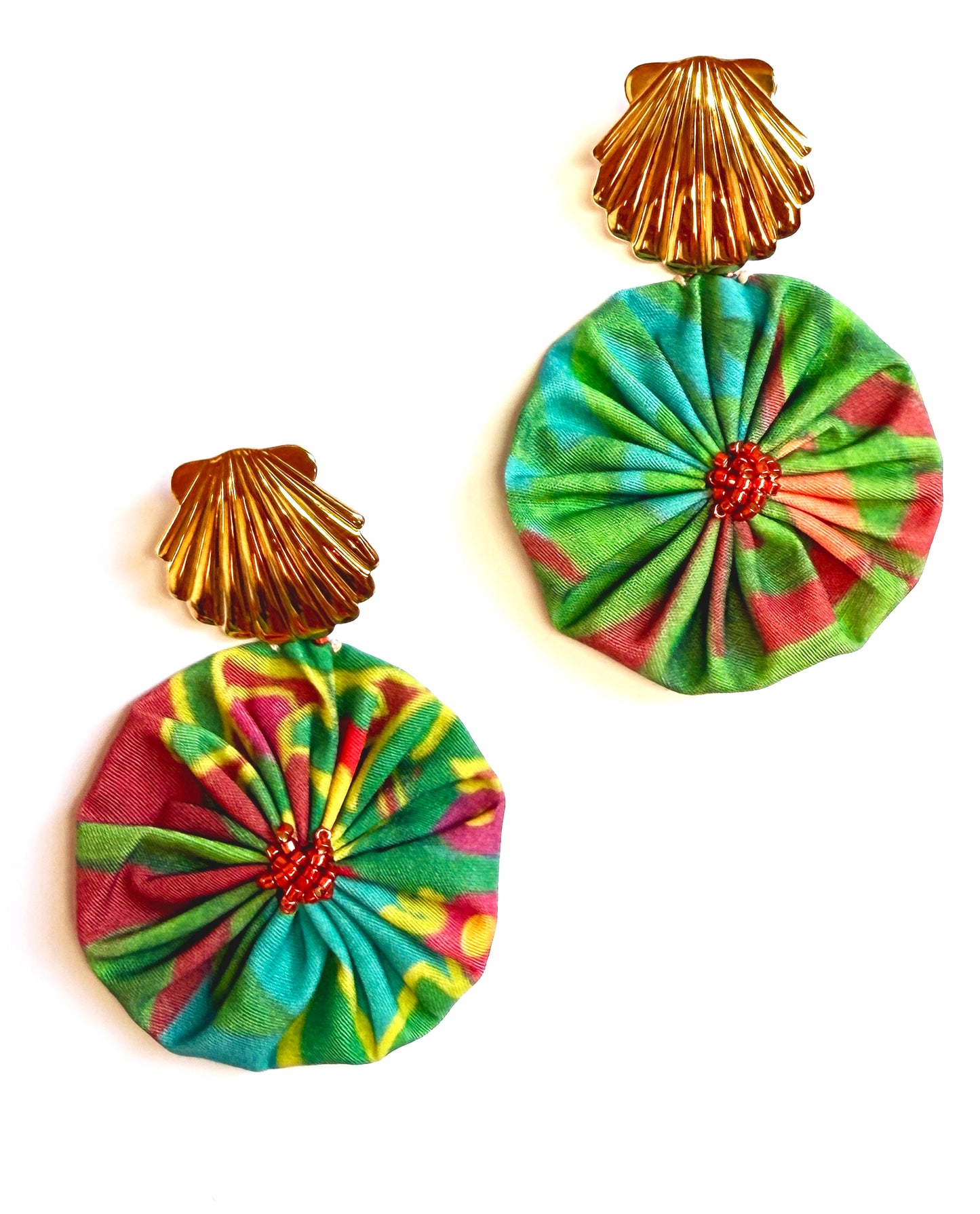 Boucles d'oreilles rosace bleu canard