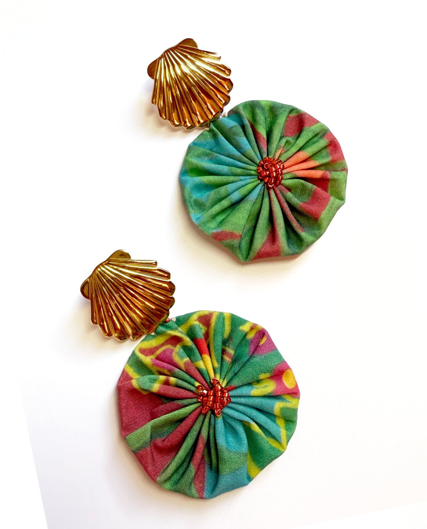 Boucles d'oreilles rosace bleu canard