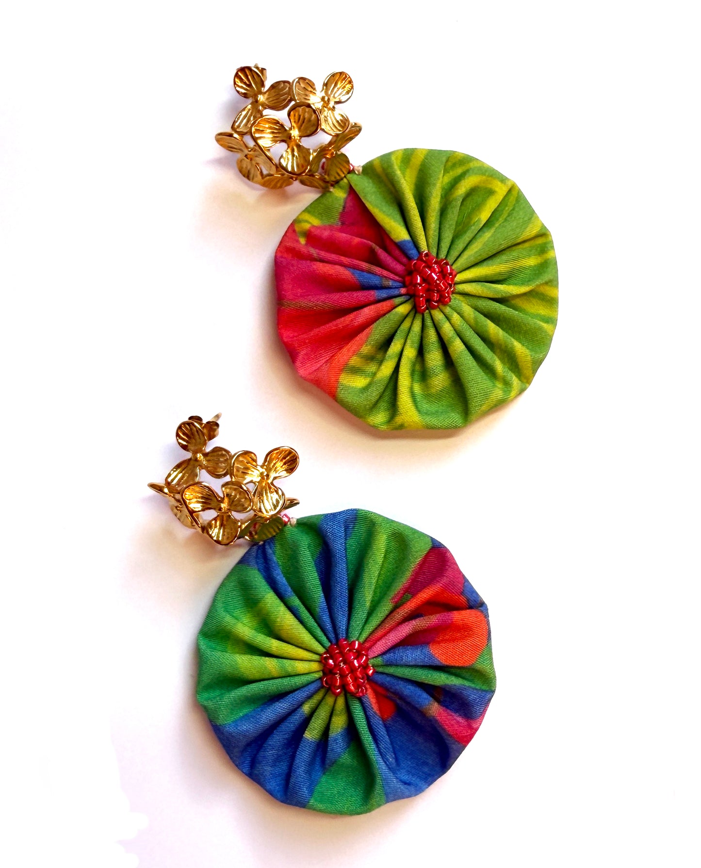 Boucles d'oreilles rosace bleu roi