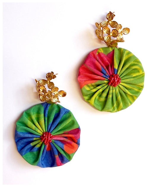 Boucles d'oreilles rosace bleu roi