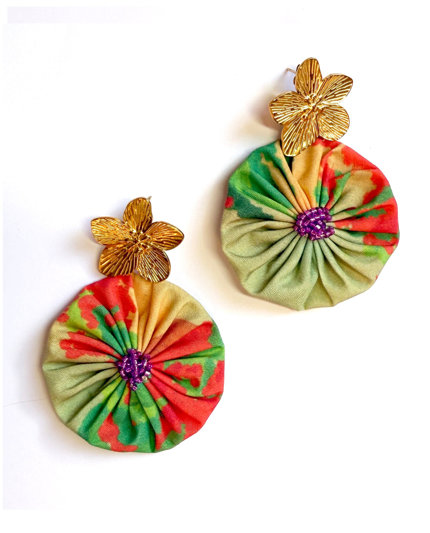 Boucles d'oreilles rosace orange