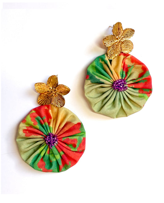 Boucles d'oreilles rosace orange
