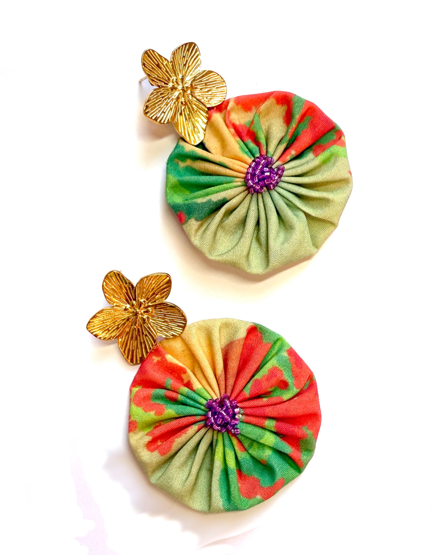 Boucles d'oreilles rosace orange
