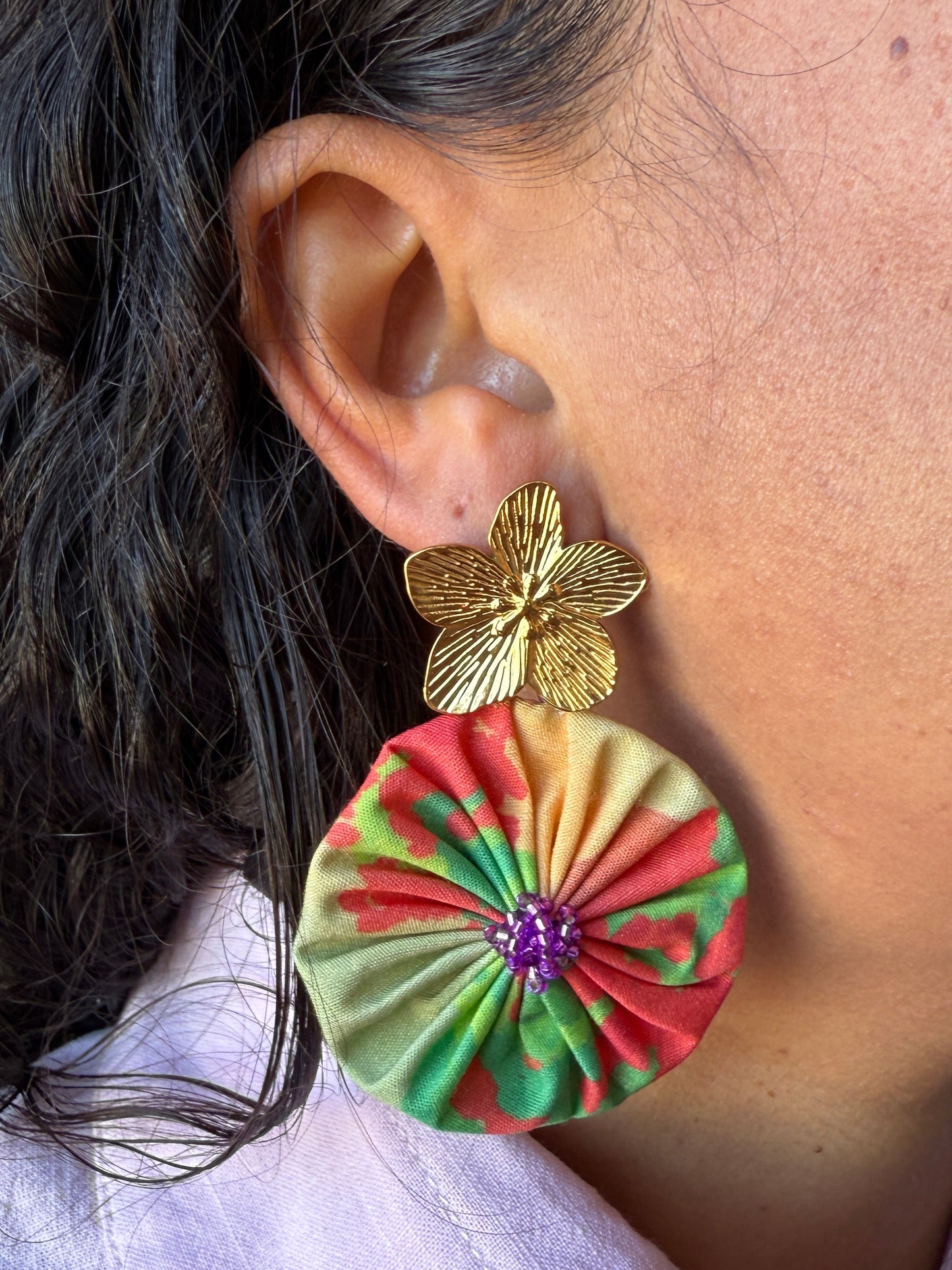 Boucles d'oreilles rosace orange