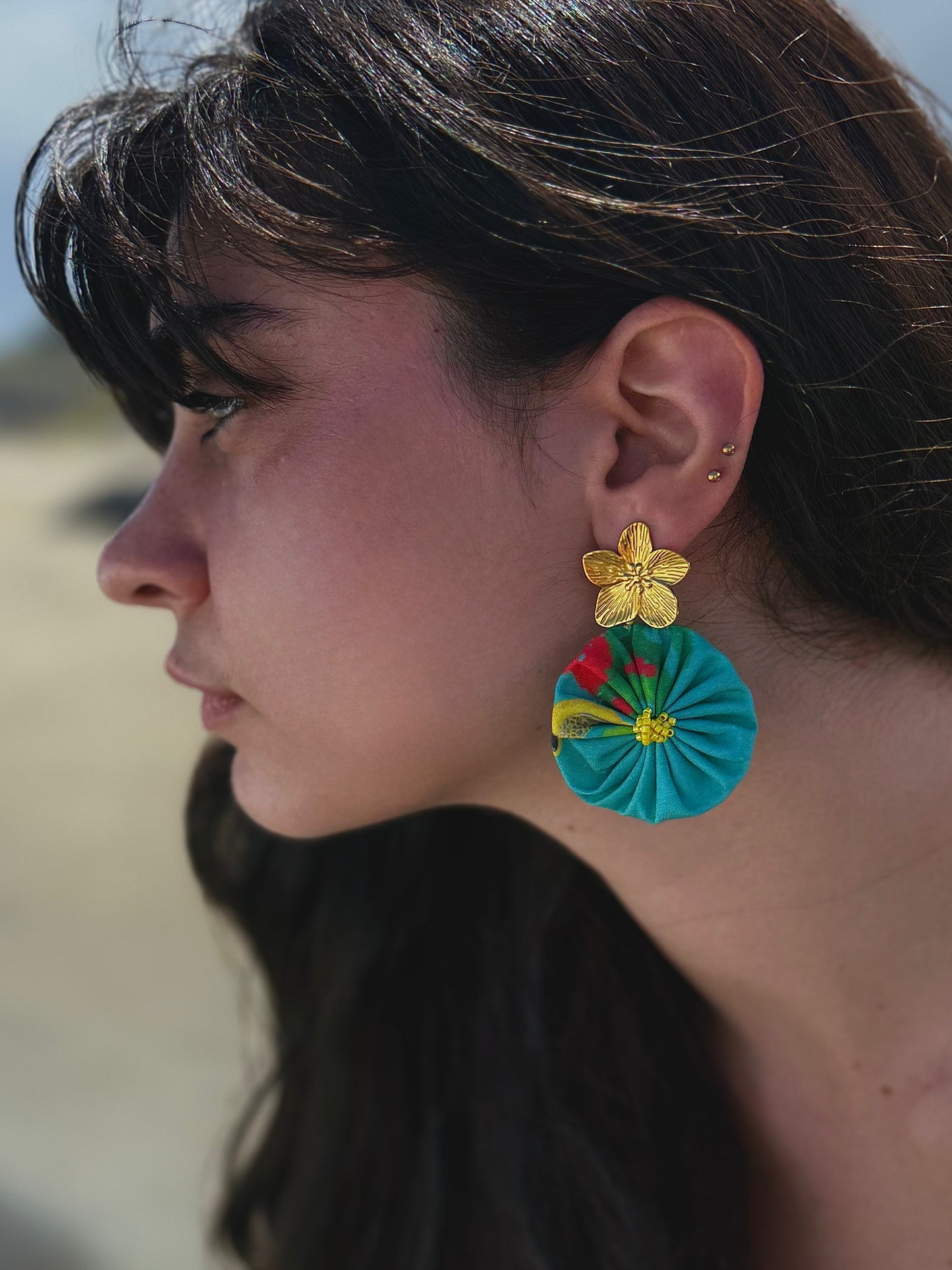 Boucles d'oreilles rosace Bleue