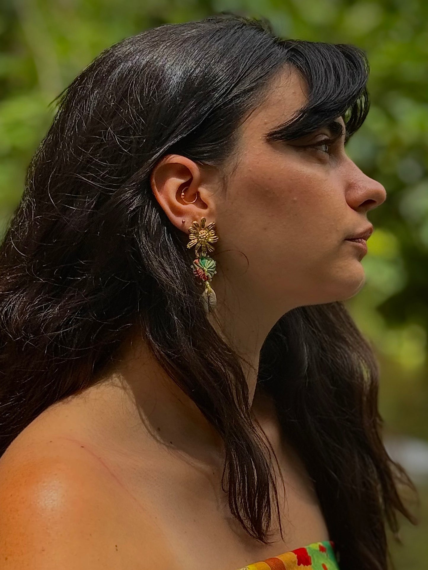 Boucles d'oreilles marguerite vert pistache