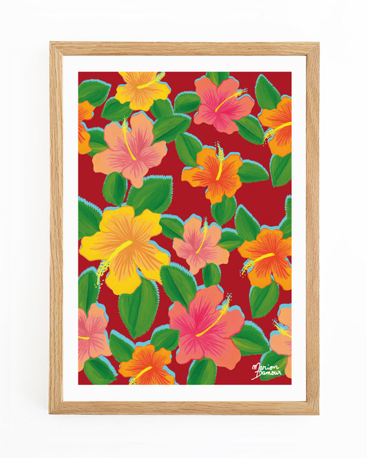 Affiche Hibiscus rouge